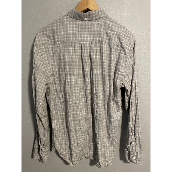 Billy Reid Mens Standard Fit Shirt Medium Light Gray Plaid Long Sleeve Modern - Picture 2 of 7